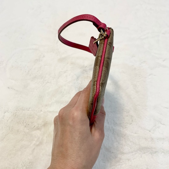 Coach Signature PVC Leather Corner Zip Wristlet - Picture 9 of 11